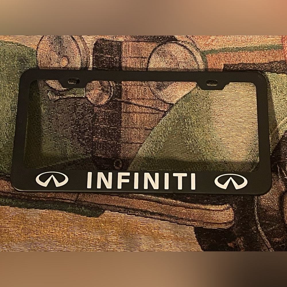 INFINITI License Plate Frame Black Metal NEW
